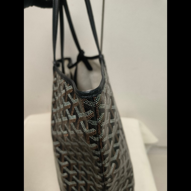 🔥年終狂降🔥【限時降價只到12/31(原63,800)】㊣✨Goyard✨高雅德 狗牙 Saint Louis PM 黑色 花布 托特包 手提包 通勤包 媽媽包/二手精品/保證正品🌳二手樹屋🌳-14