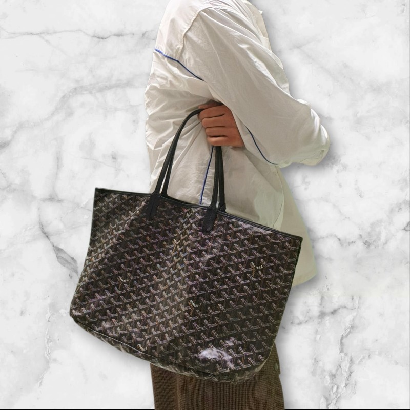 🔥年終狂降🔥【限時降價只到12/31(原63,800)】㊣✨Goyard✨高雅德 狗牙 Saint Louis PM 黑色 花布 托特包 手提包 通勤包 媽媽包/二手精品/保證正品🌳二手樹屋🌳-49