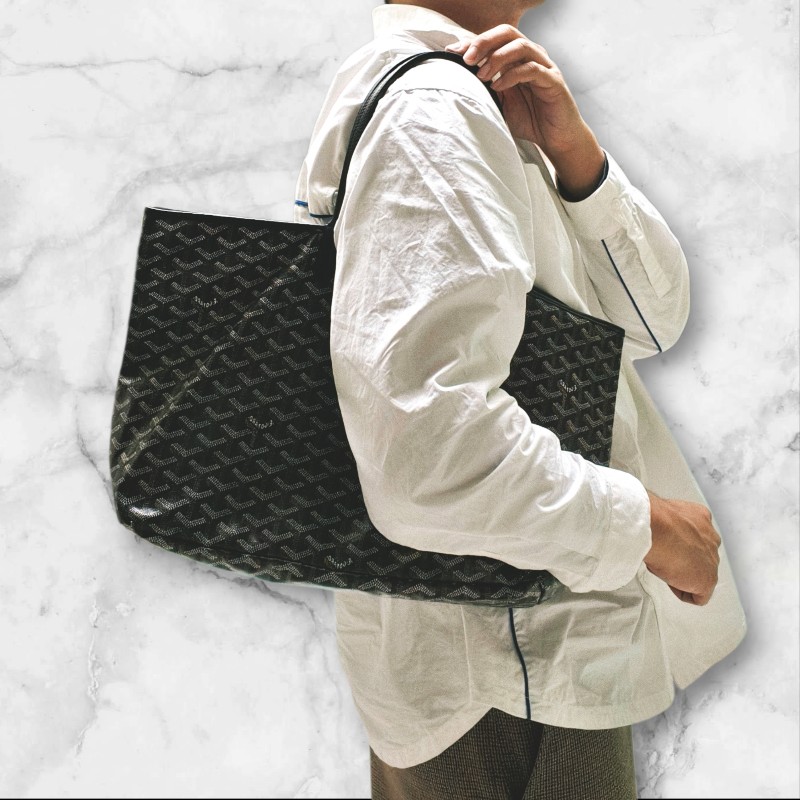 🔥年終狂降🔥【限時降價只到12/31(原63,800)】㊣✨Goyard✨高雅德 狗牙 Saint Louis PM 黑色 花布 托特包 手提包 通勤包 媽媽包/二手精品/保證正品🌳二手樹屋🌳-50