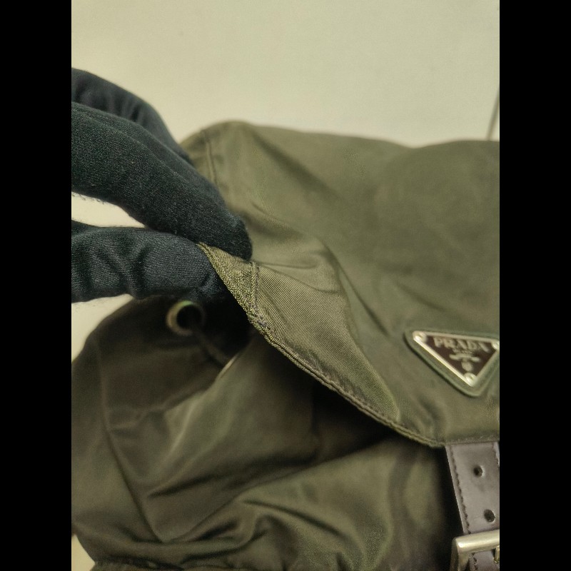 🔥年終狂降🔥【限時降價只到12/31（原16,800）】【8成新】㊣✨PRADA✨普拉達 綠色 帆布 皮革 口袋 中型 後背包 /二手包/二手精品🌳二手樹屋🌳-14