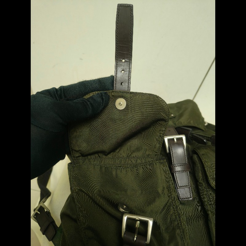 🔥年終狂降🔥【限時降價只到12/31（原16,800）】【8成新】㊣✨PRADA✨普拉達 綠色 帆布 皮革 口袋 中型 後背包 /二手包/二手精品🌳二手樹屋🌳-19