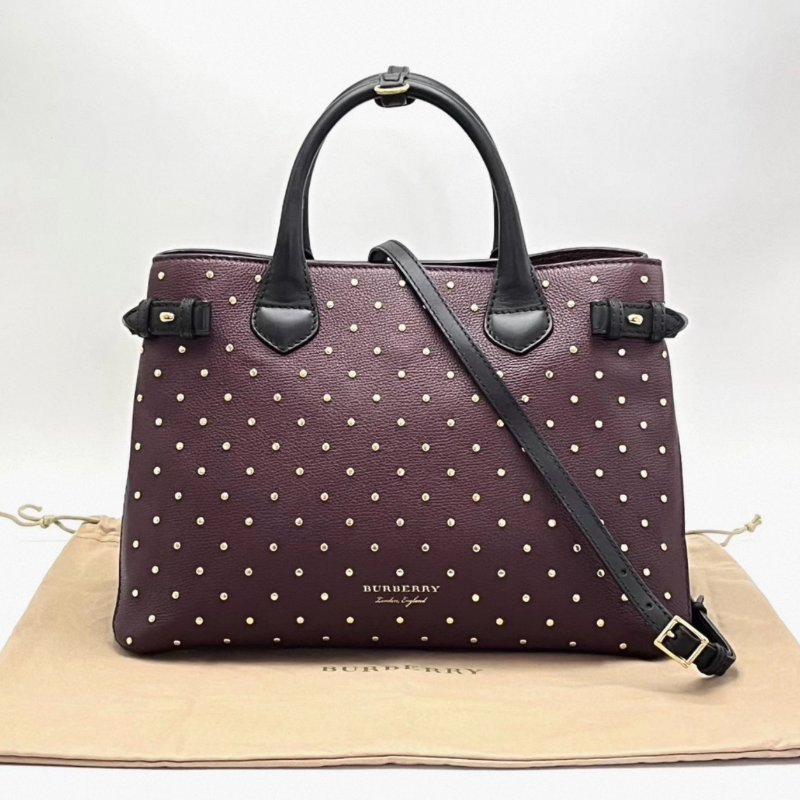 BURBERRY 拼色金扣手提肩背斜背包36*25*16 98新配件塵袋-0