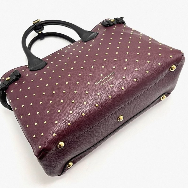 BURBERRY 拼色金扣手提肩背斜背包36*25*16 98新配件塵袋-2