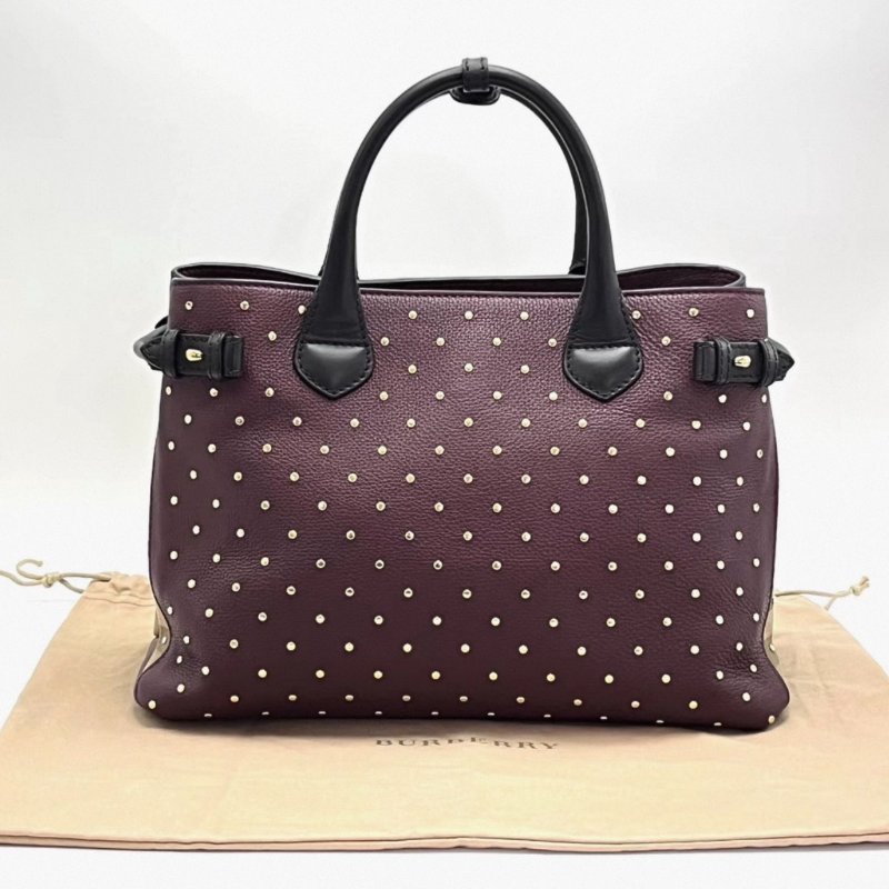 BURBERRY 拼色金扣手提肩背斜背包36*25*16 98新配件塵袋-3