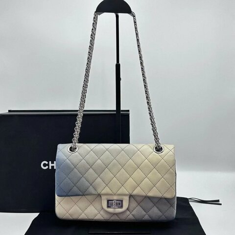 CHANEL 漸變色2.55中號肩背斜背包28*17*8.5 98新配件盒子塵袋