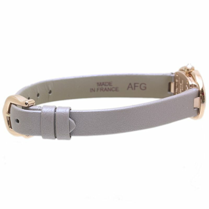 卡地亞 Cartier Mini Baignoire 女士腕錶，鑲鑽錶圈，18K 白金錶殼，皮革錶帶，型號 40168-4