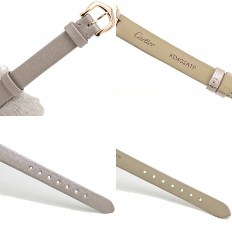 卡地亞 Cartier Mini Baignoire 女士腕錶，鑲鑽錶圈，18K 白金錶殼，皮革錶帶，型號 40168-7