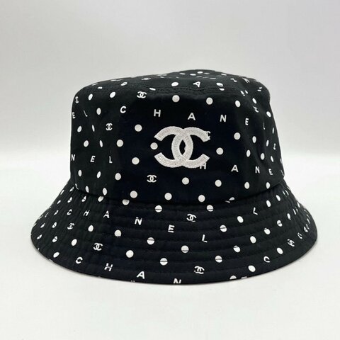 CHANEL 24P黑色波點雙C漁夫帽 L碼 99新