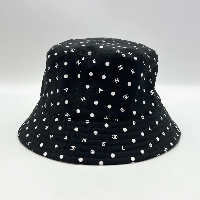 CHANEL 24P黑色波點雙C漁夫帽 L碼 99新-4
