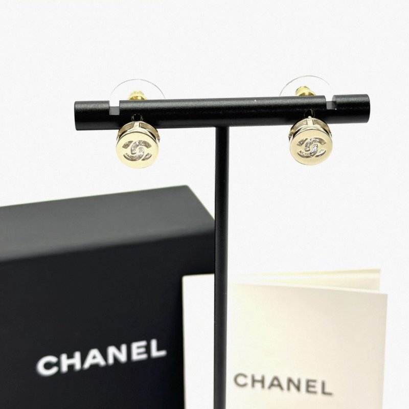 CHANEL 25年新款mini紐扣雙C帶鑽耳釘 99新配件盒子-0