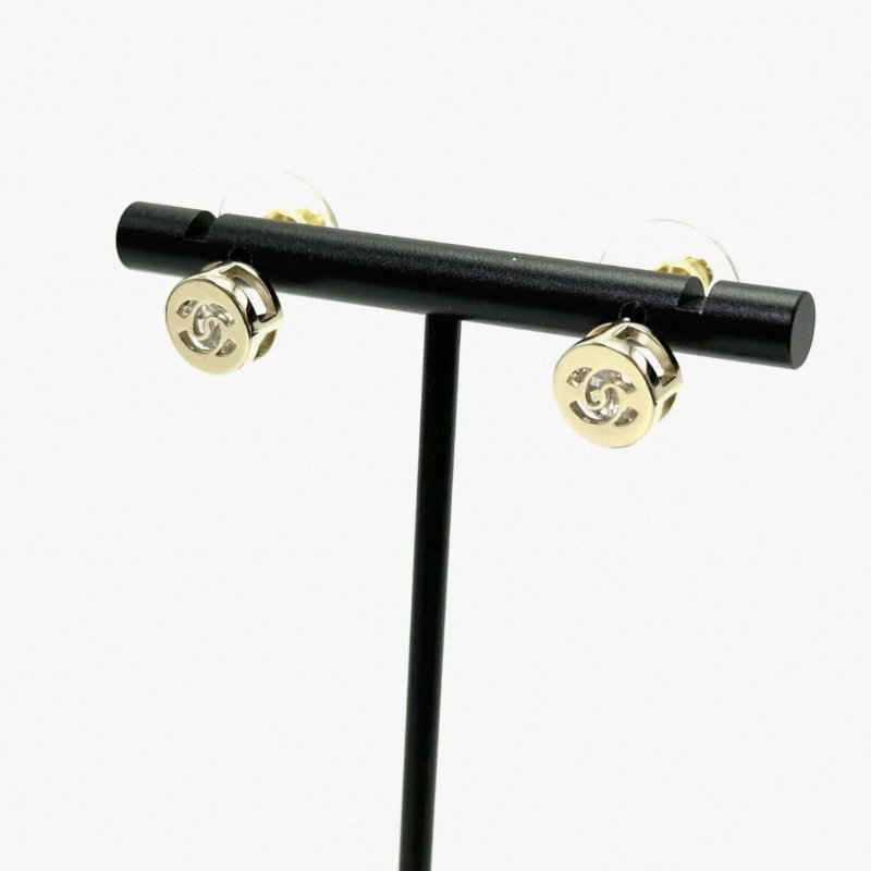 CHANEL 25年新款mini紐扣雙C帶鑽耳釘 99新配件盒子-1