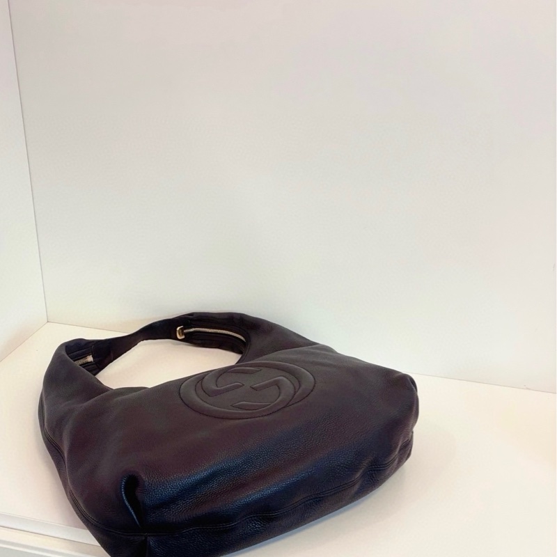 Gucci古馳 黑色全皮soho流蘇Hobo和尚包-5