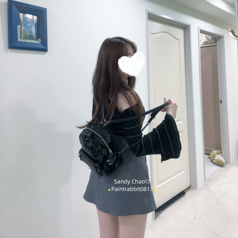 ෆ Chanel 黑金黑天鵝亮片小書包 🎒後背🖤-1