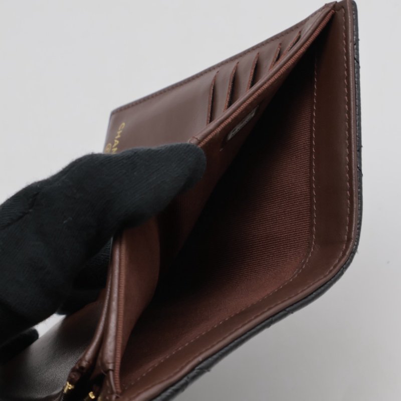 CHANEL 經典粒面牛皮中夾 - 黑金-4