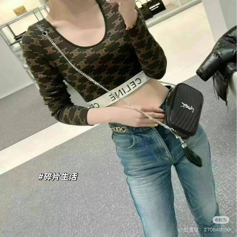 ❤️ CELINE 滿印LOGO 時尚短款上衣-2