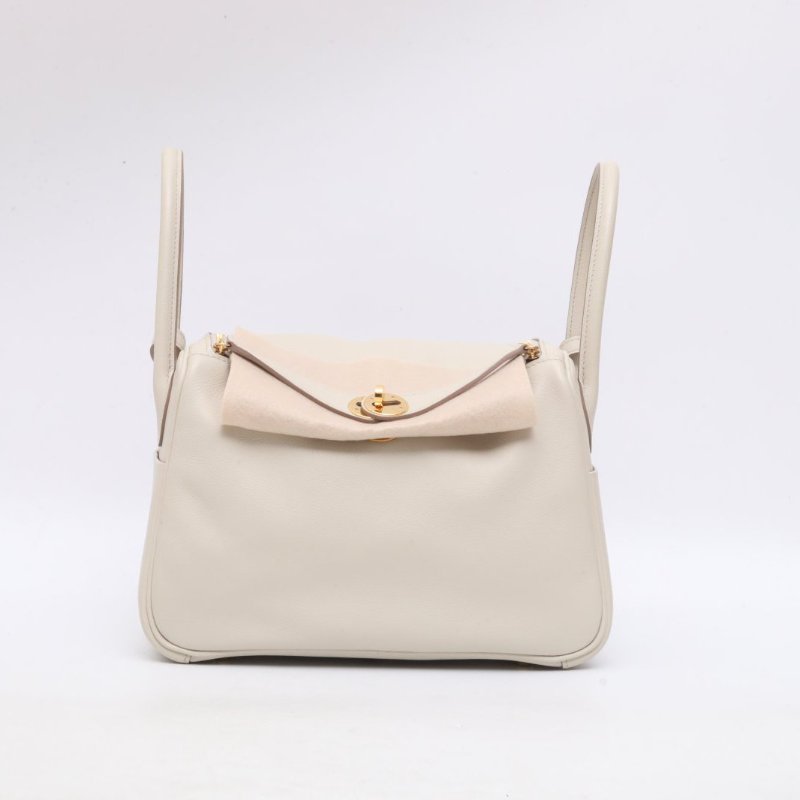 HERMES 8L冰川白EC皮B刻金扣愛馬仕lindy26單肩包肩背包-1