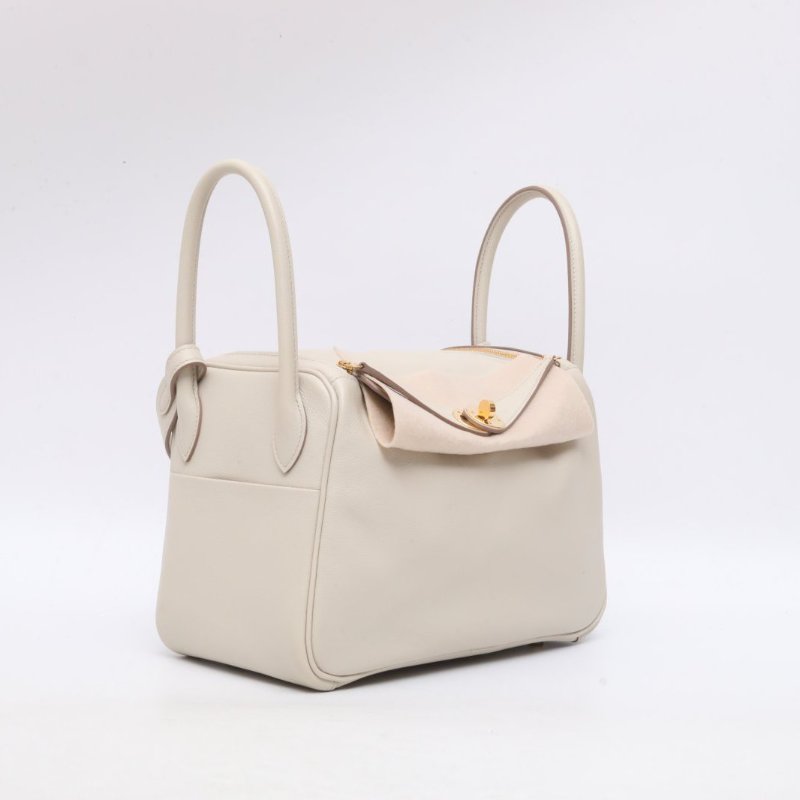 HERMES 8L冰川白EC皮B刻金扣愛馬仕lindy26單肩包肩背包-3