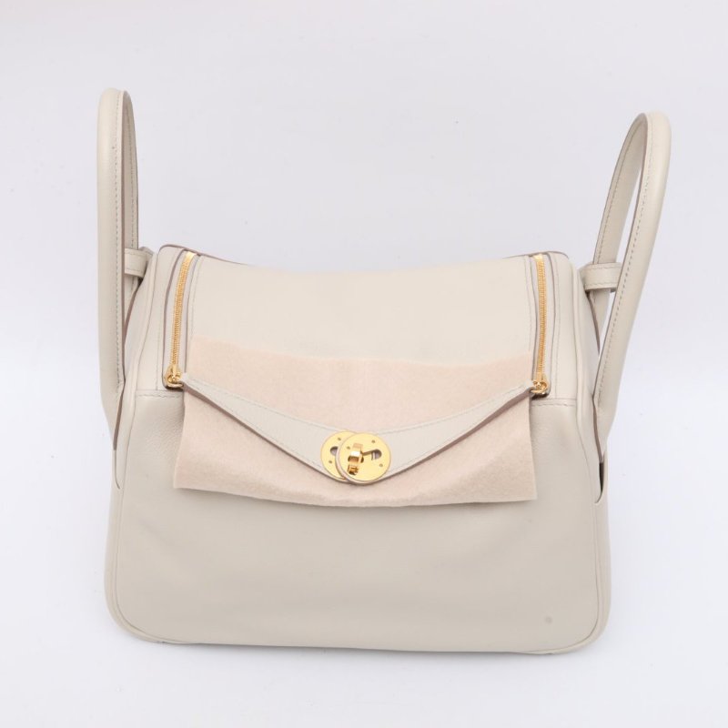 HERMES 8L冰川白EC皮B刻金扣愛馬仕lindy26單肩包肩背包-4