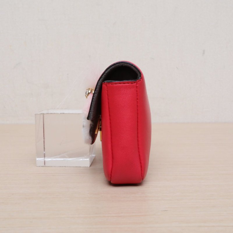 FENDI 紅色羊皮金扣小怪獸nano手提斜挎包肩背包-4