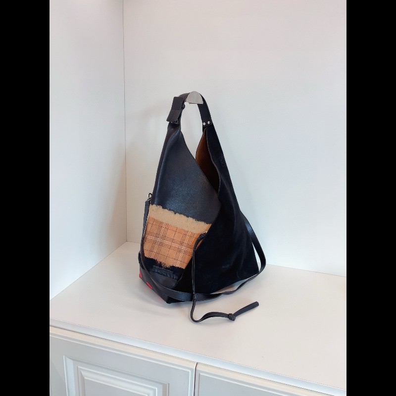 Loewe 黑色牛皮✖️麂皮多元素拼接Hobo-1