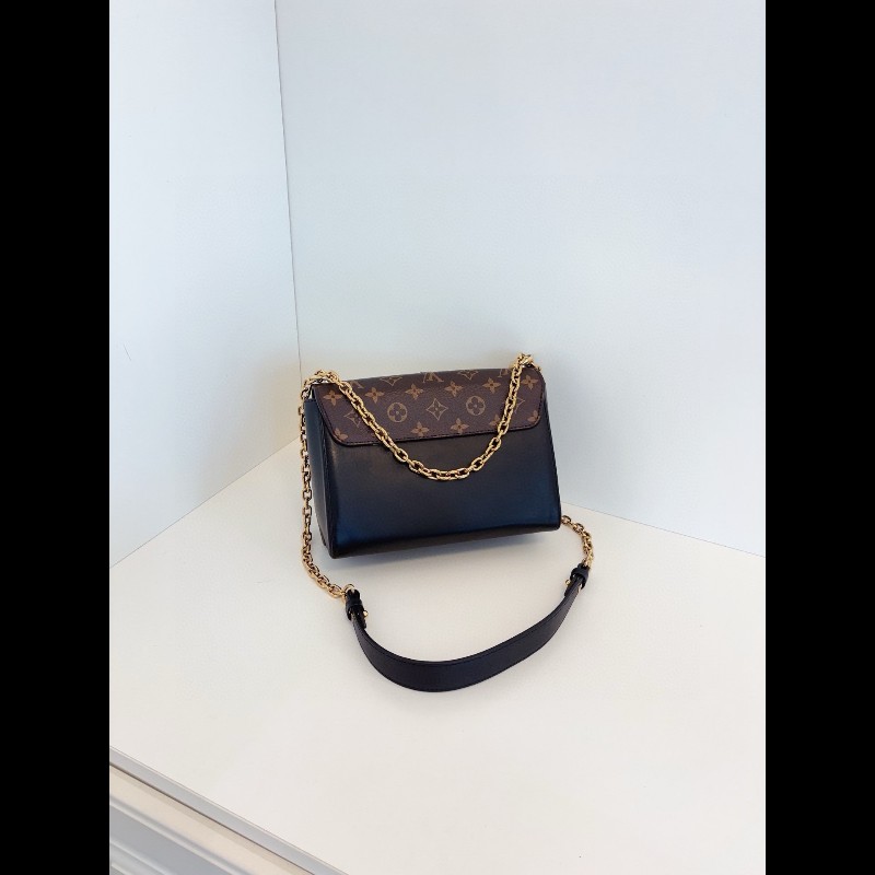 LV路易威登 秀款限量🤎蕾絲拼色老花Twist扭一扭鏈條包-1