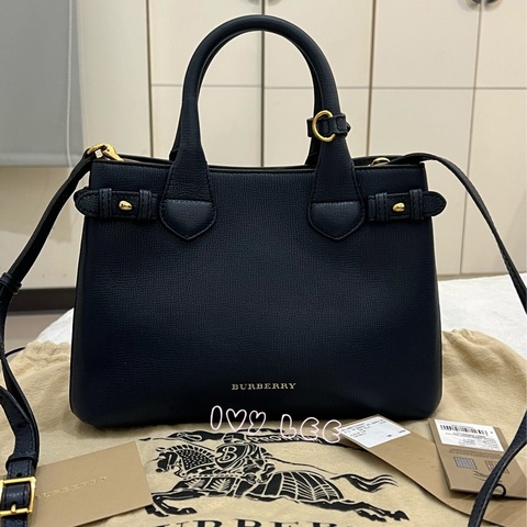 BURBERRY 棉麻拼接皮革 手提包 斜背包 藍色  正品 二手精品