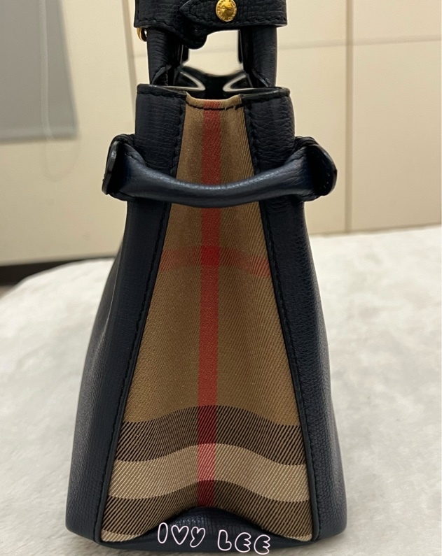 BURBERRY 棉麻拼接皮革 手提包 斜背包 藍色 正品 二手精品-2