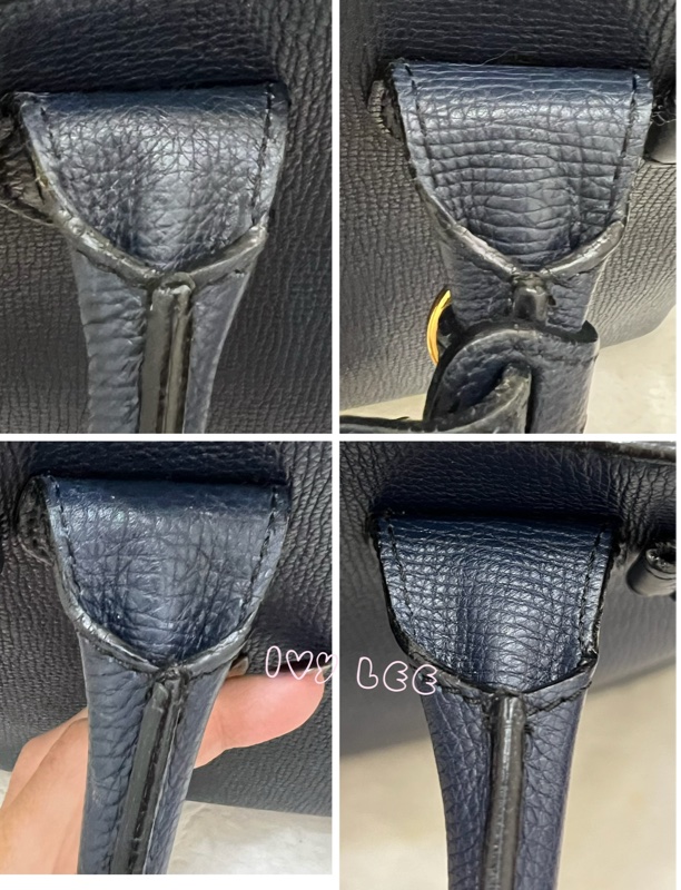 BURBERRY 棉麻拼接皮革 手提包 斜背包 藍色 正品 二手精品-21