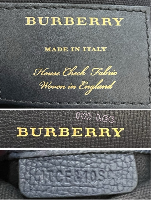 BURBERRY 棉麻拼接皮革 手提包 斜背包 藍色 正品 二手精品-22