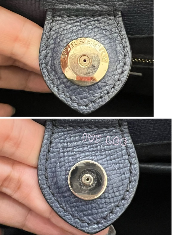 BURBERRY 棉麻拼接皮革 手提包 斜背包 藍色 正品 二手精品-23