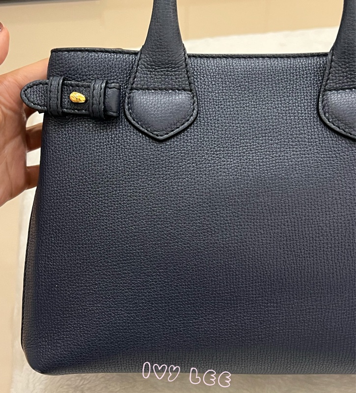 BURBERRY 棉麻拼接皮革 手提包 斜背包 藍色 正品 二手精品-29