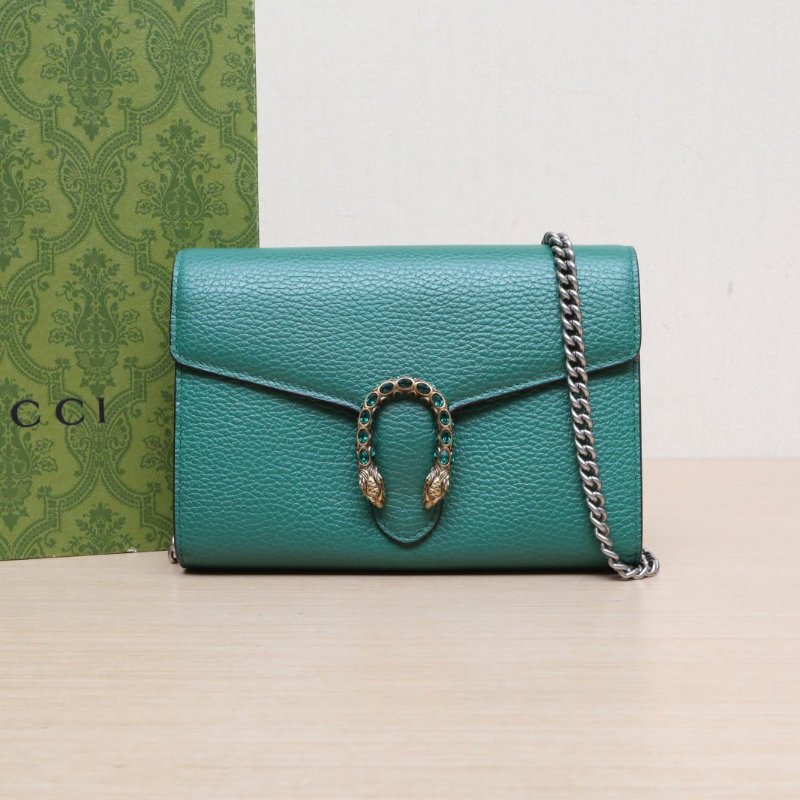 GUCCI Dionysus酒神Woc鑽扣綠色牛皮鑽扣肩背包-0