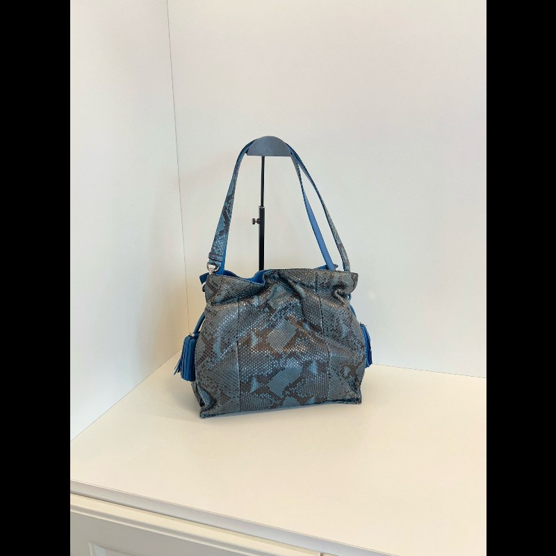 Loewe 稀有大限量🐍藍色蛇紋Flamenco福袋包 中號-1