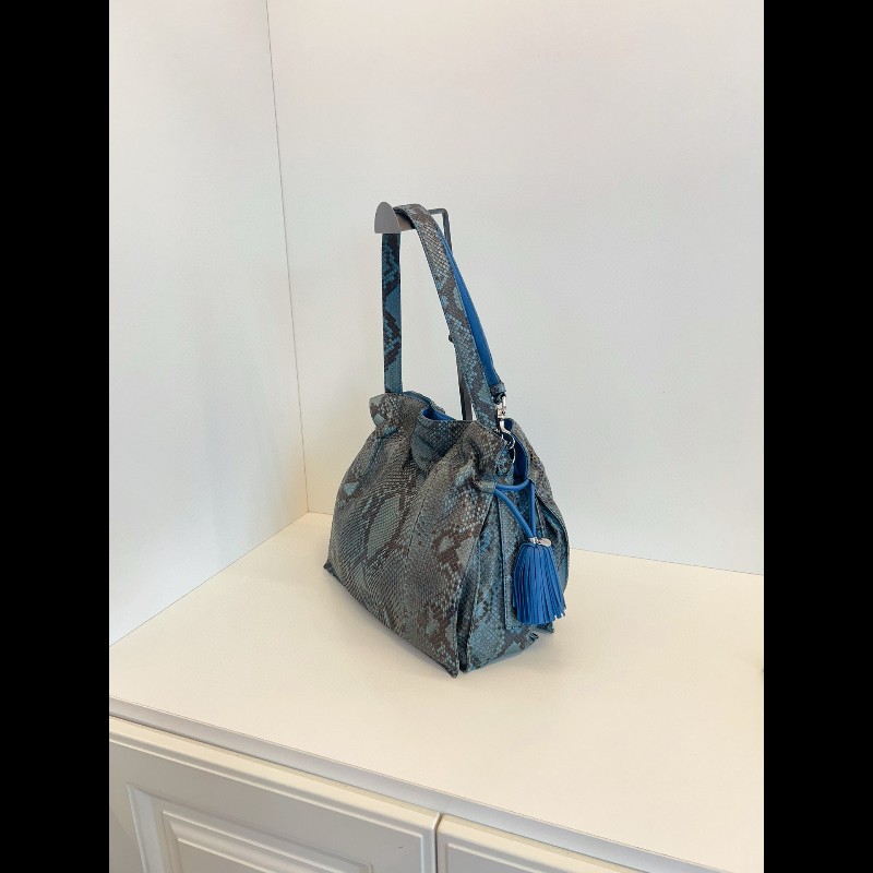 Loewe 稀有大限量🐍藍色蛇紋Flamenco福袋包 中號-2