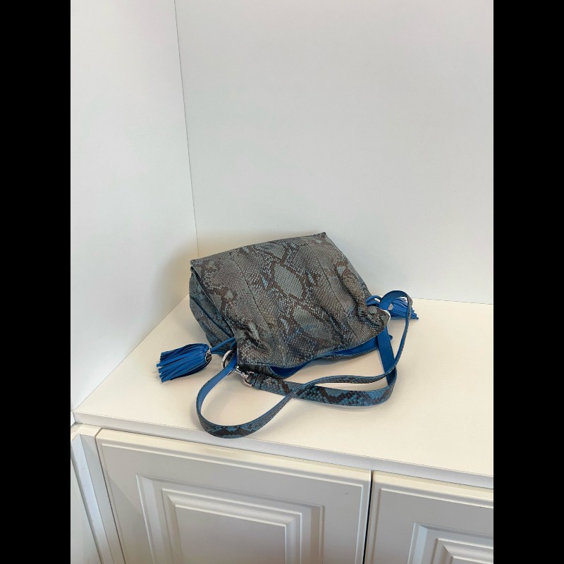Loewe 稀有大限量🐍藍色蛇紋Flamenco福袋包 中號-3