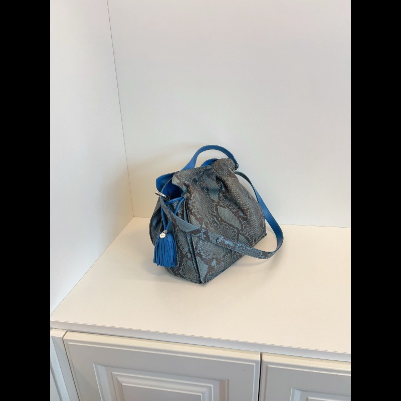 Loewe 稀有大限量🐍藍色蛇紋Flamenco福袋包 中號-4