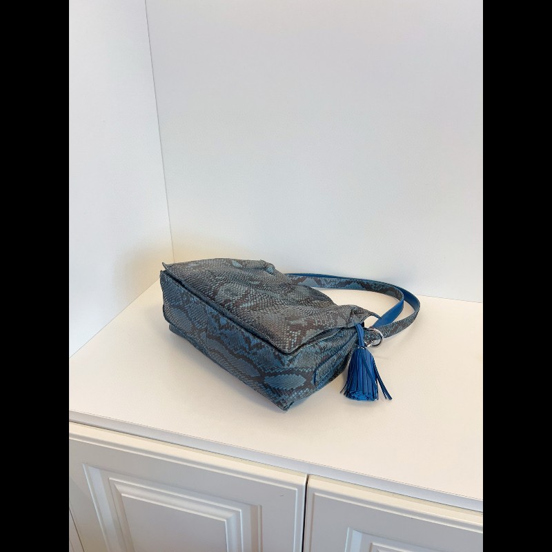 Loewe 稀有大限量🐍藍色蛇紋Flamenco福袋包 中號-6