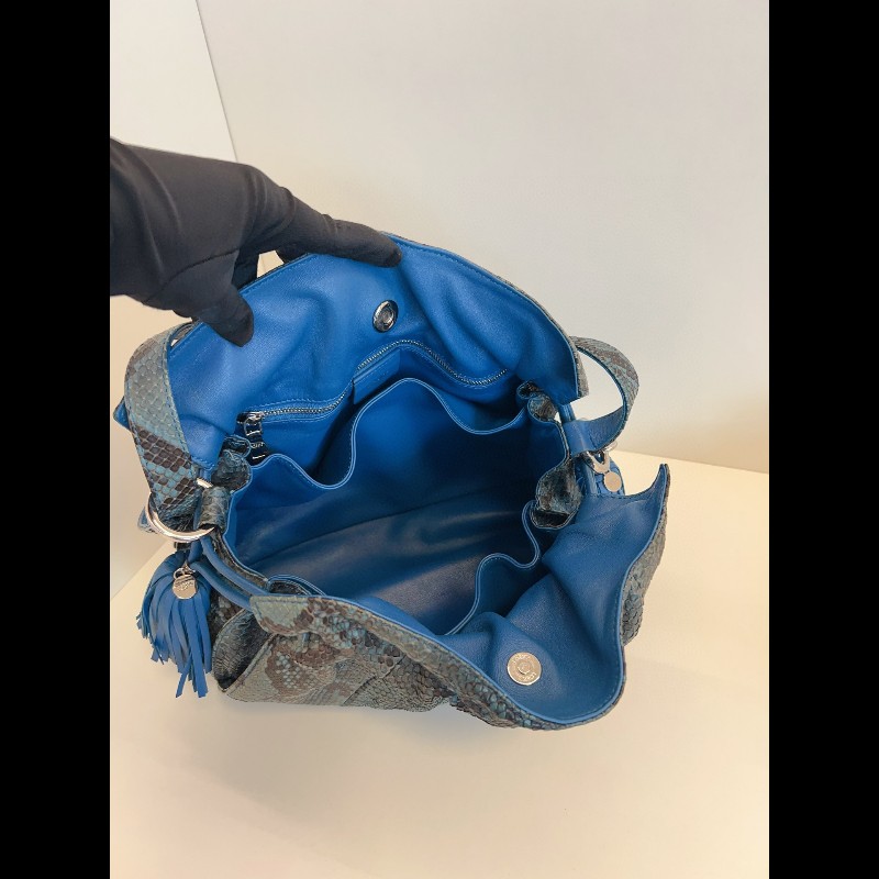 Loewe 稀有大限量🐍藍色蛇紋Flamenco福袋包 中號-7