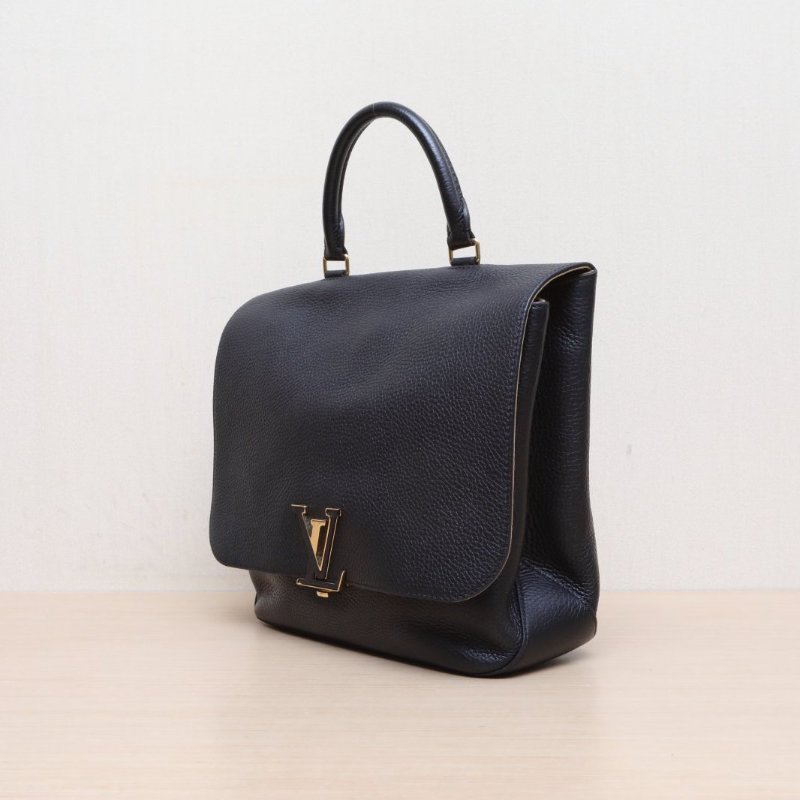 LOUIS VUITTON Lockme手提包28黑色荔枝牛皮金扣肩背包-4