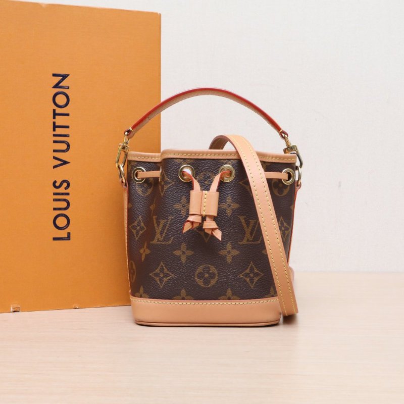 LOUIS VUITTON NOÉ水桶包Nano13可拆卸肩帶老花PVC金扣晶片肩背包-0