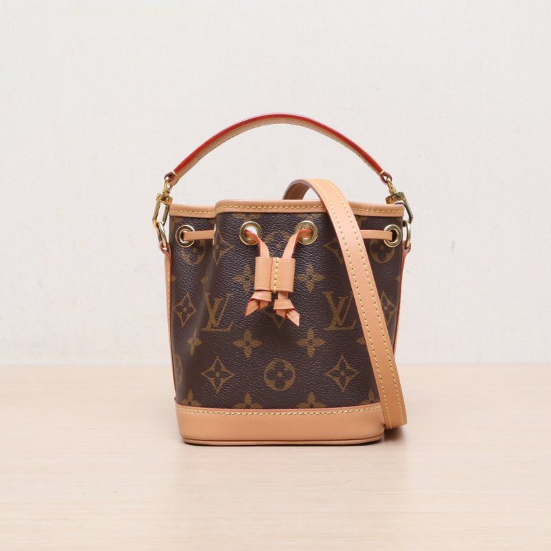 LOUIS VUITTON NOÉ水桶包Nano13可拆卸肩帶老花PVC金扣晶片肩背包-1