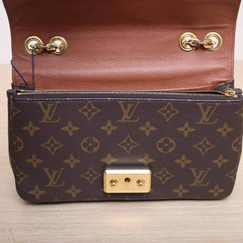LOUIS VUITTON Marceau郵差包焦糖色PVC金扣晶片老花肩背包-2