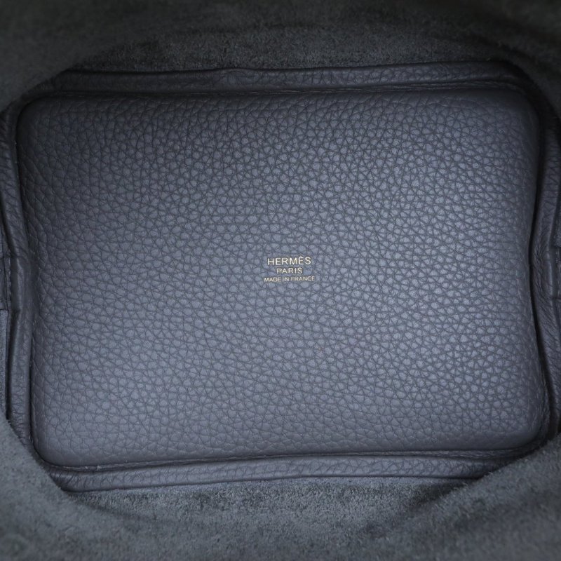 HERMES Picotin18菜籃子0L積雨雲灰TC皮U刻金扣肩背包-2