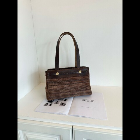Hermes 絕版✨羊切皮橫版Herbag 深棕大地色🪵銀扣