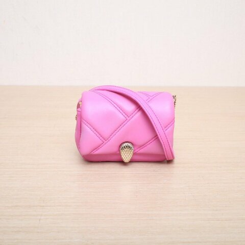 BVLGARI SerpentiCabochon蛇頭包超Mini玫粉色牛皮粉色牛皮肩背包