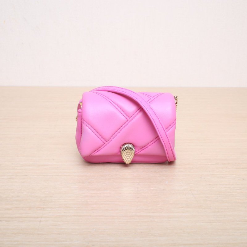 BVLGARI SerpentiCabochon蛇頭包超Mini玫粉色牛皮粉色牛皮肩背包-0