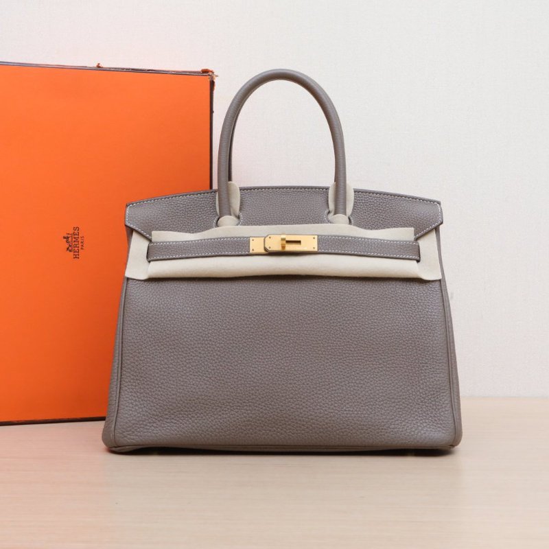 HERMES Birkin3018大象灰Togo皮D刻金扣肩背包-0