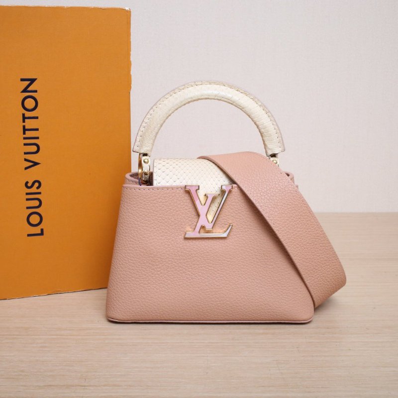 LOUIS VUITTON CapucinesMini21粉色牛皮/蛇皮金扣2021肩背包-0