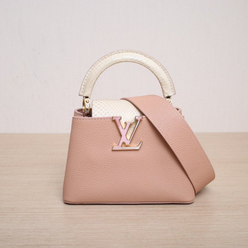 LOUIS VUITTON CapucinesMini21粉色牛皮/蛇皮金扣2021肩背包-1