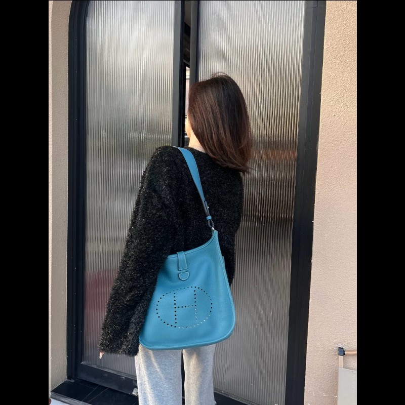 Hermes  Evelyne 29 牛仔藍銀扣👖寶藏大包依芙琳-0